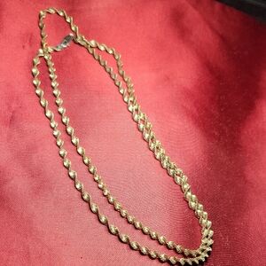 Elegant 2 Toned Italian Sterling Silver Herringbone Twist Chain Luxe 37"